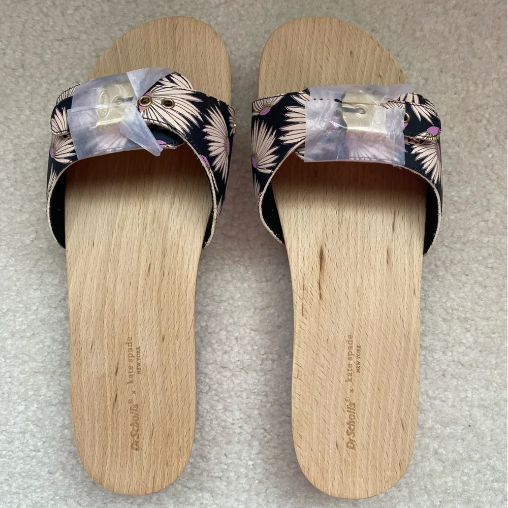 NIB Kate Spade New York - Dr. Scholls wooden sandals SO CUTE - Picture 1 of 5